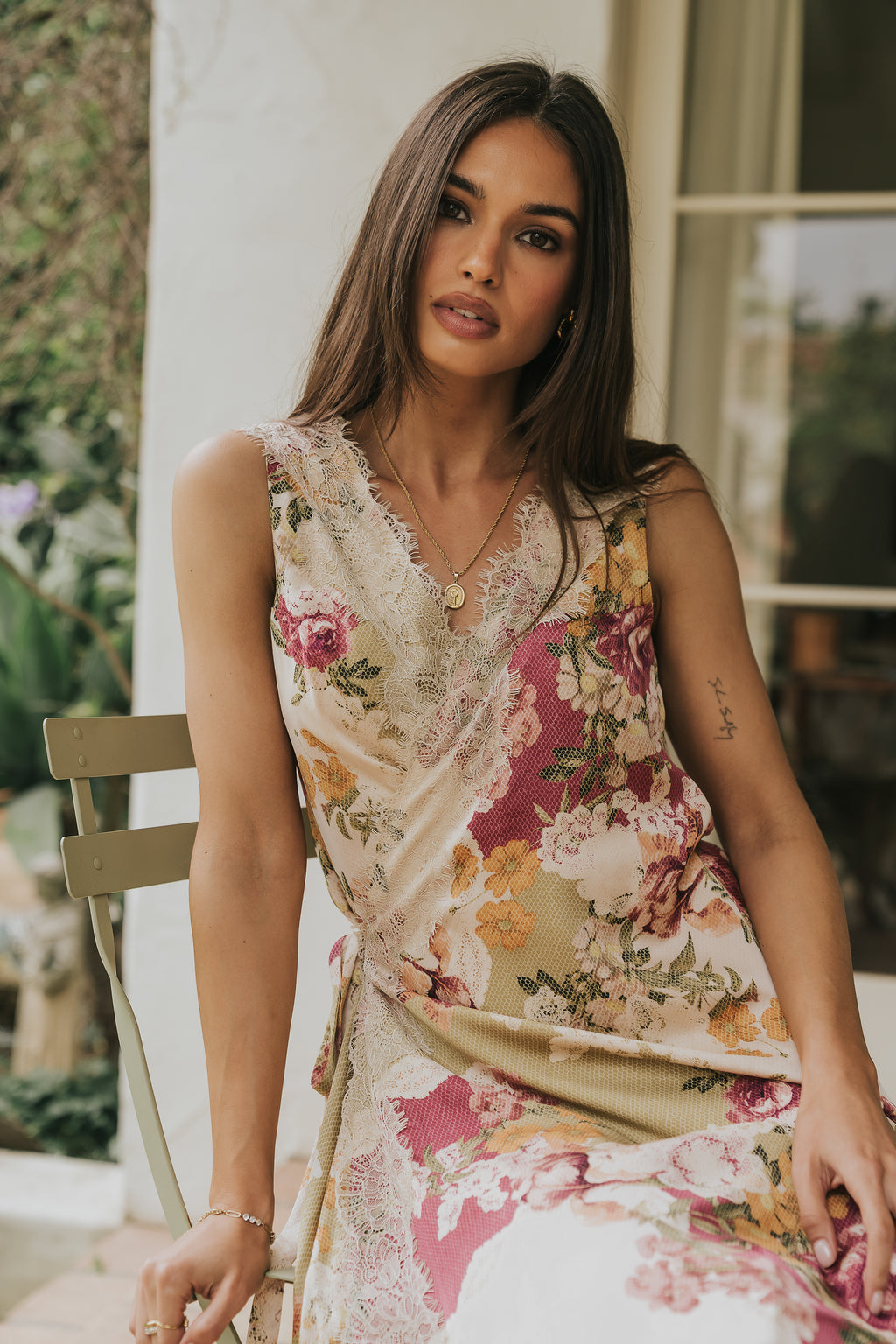 brown floral wrap dress Glamorous short sleeve maxi wrap dress in brown micro floral