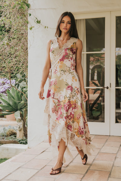 meadow floral pleated wrap dress Oak Meadow Dresses | Nwt Oak Meadow Rosamund Wrap Dress | Color: Cream/Pink | Size: M