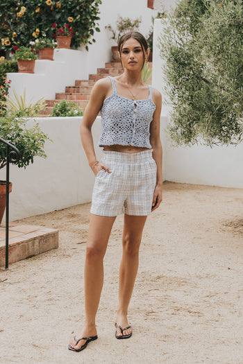Marko Crochet Tank Top in Blue