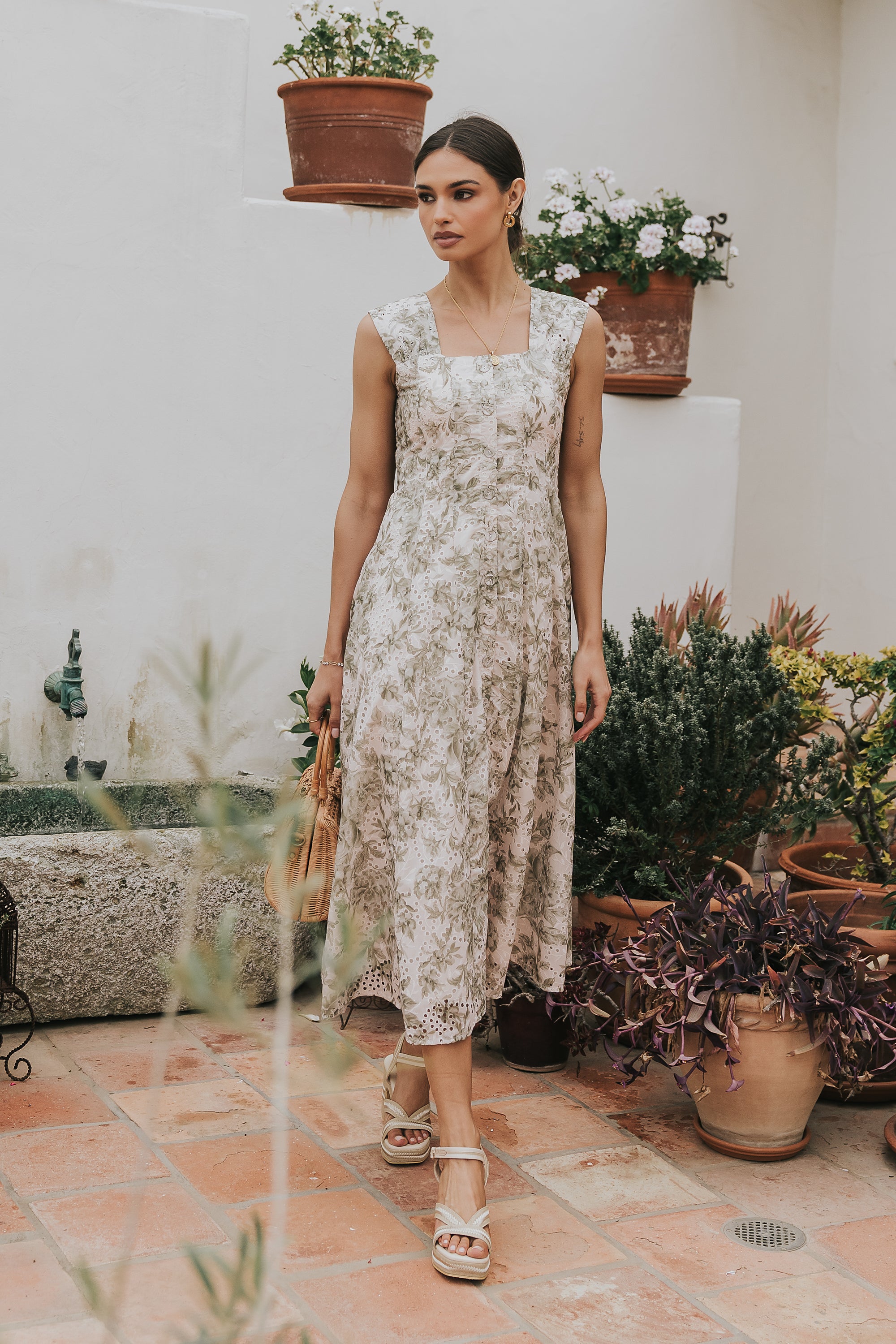 Cassie Embroidered Midi Dress