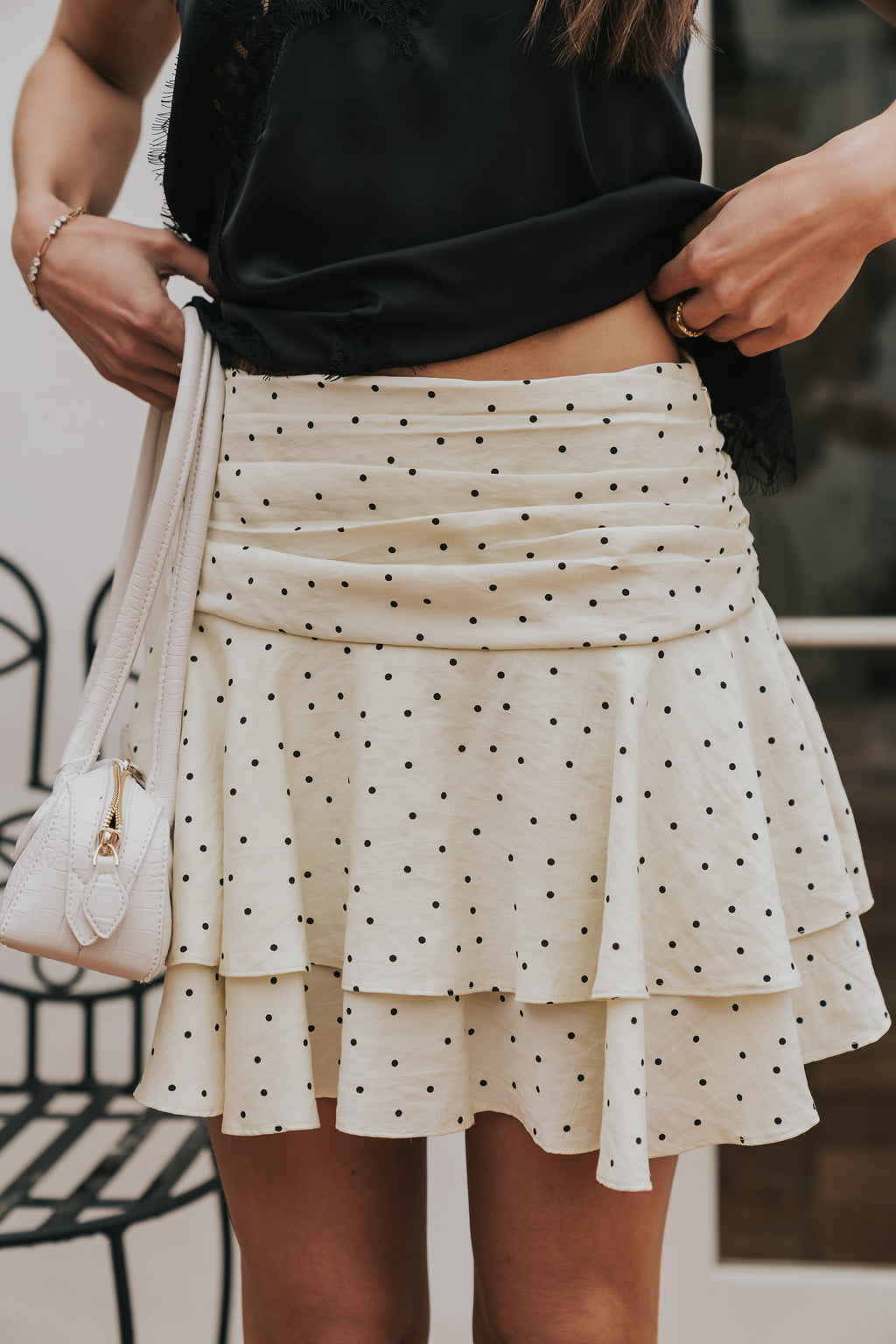 Trina Polka Dot Mini Skirt in Yellow