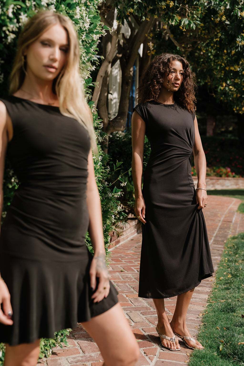Yara Ruched Mini Dress in Black