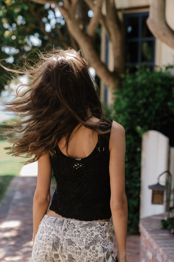 Marko Crochet Tank Top in Black