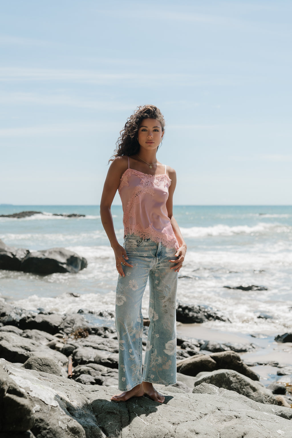 Berkley Lace Trim Tank in Mauve
