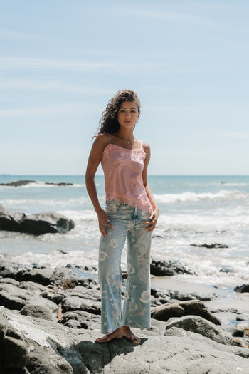 Berkley Lace Trim Tank in Mauve