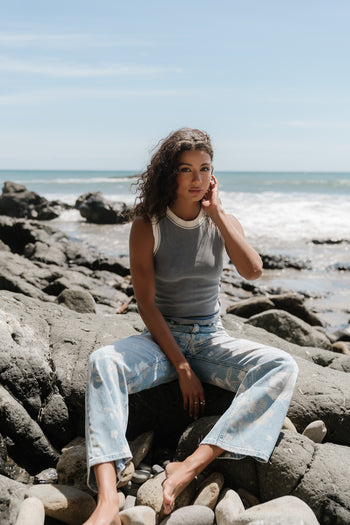 Lilah Reverse Seam Tank in Indigo