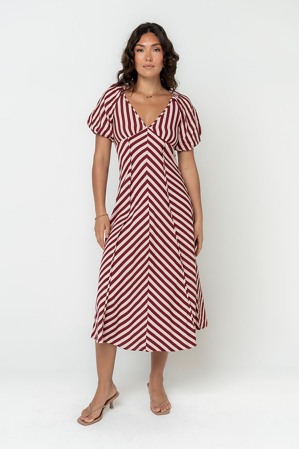women's striped maxi dress NEUTRAL STRIPED MAXI DRESS