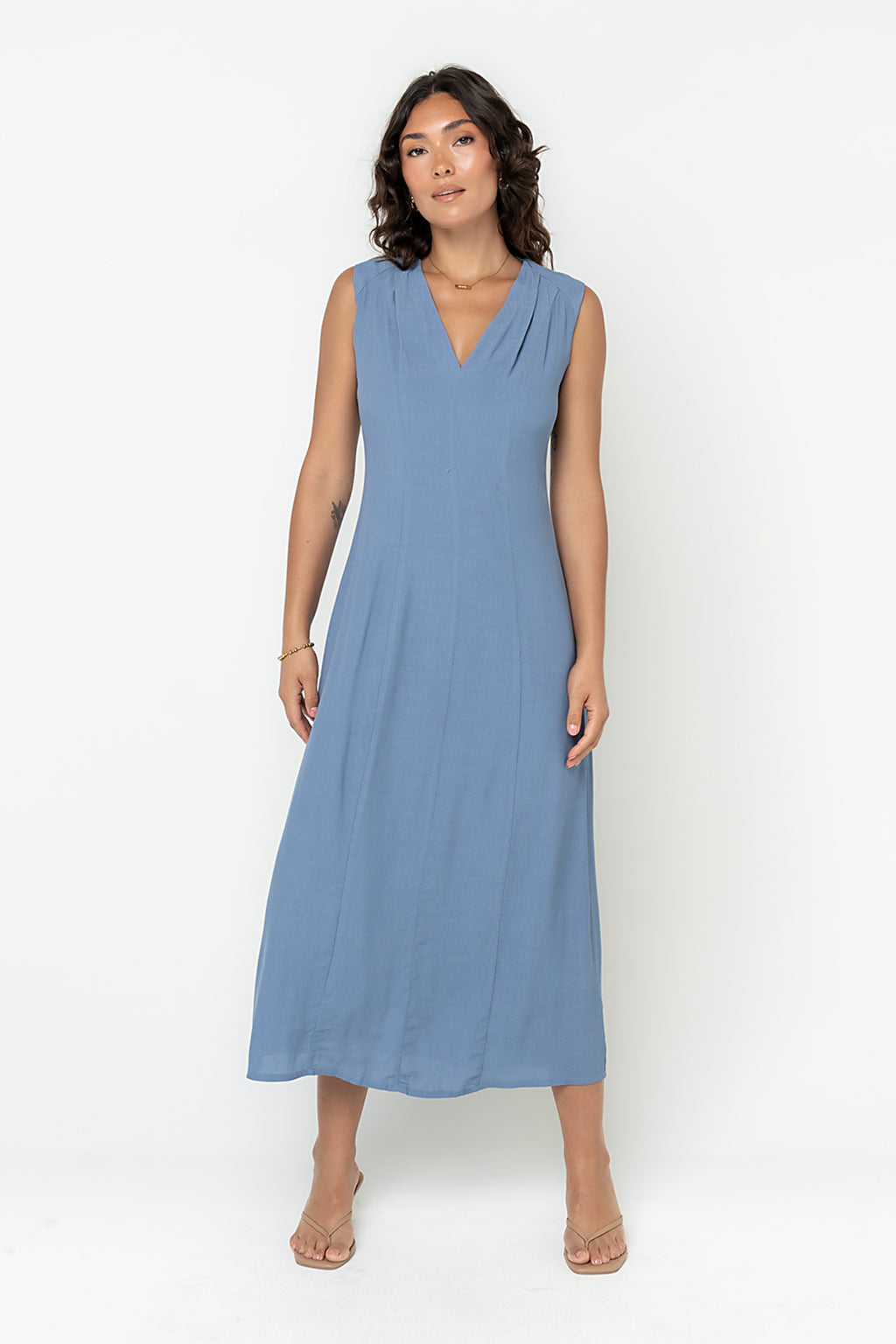 Noah Midi Dress in Blue