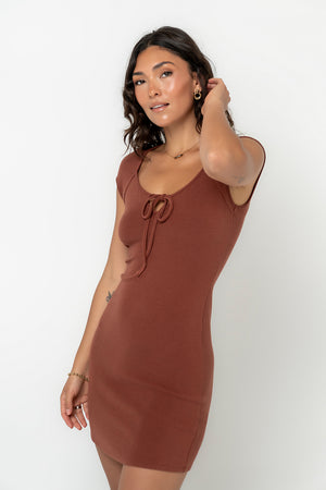 böhme Vinnie Keyhole Midi Dress in Brown