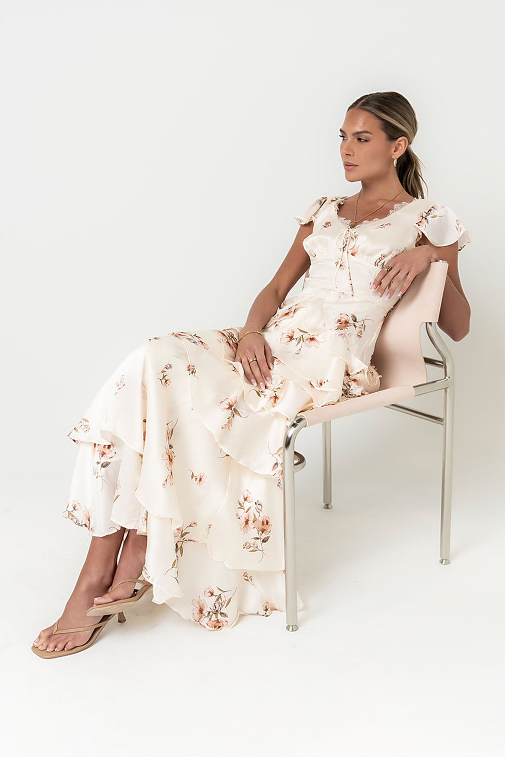 Gigi Ruffle Maxi Dress in Ivory