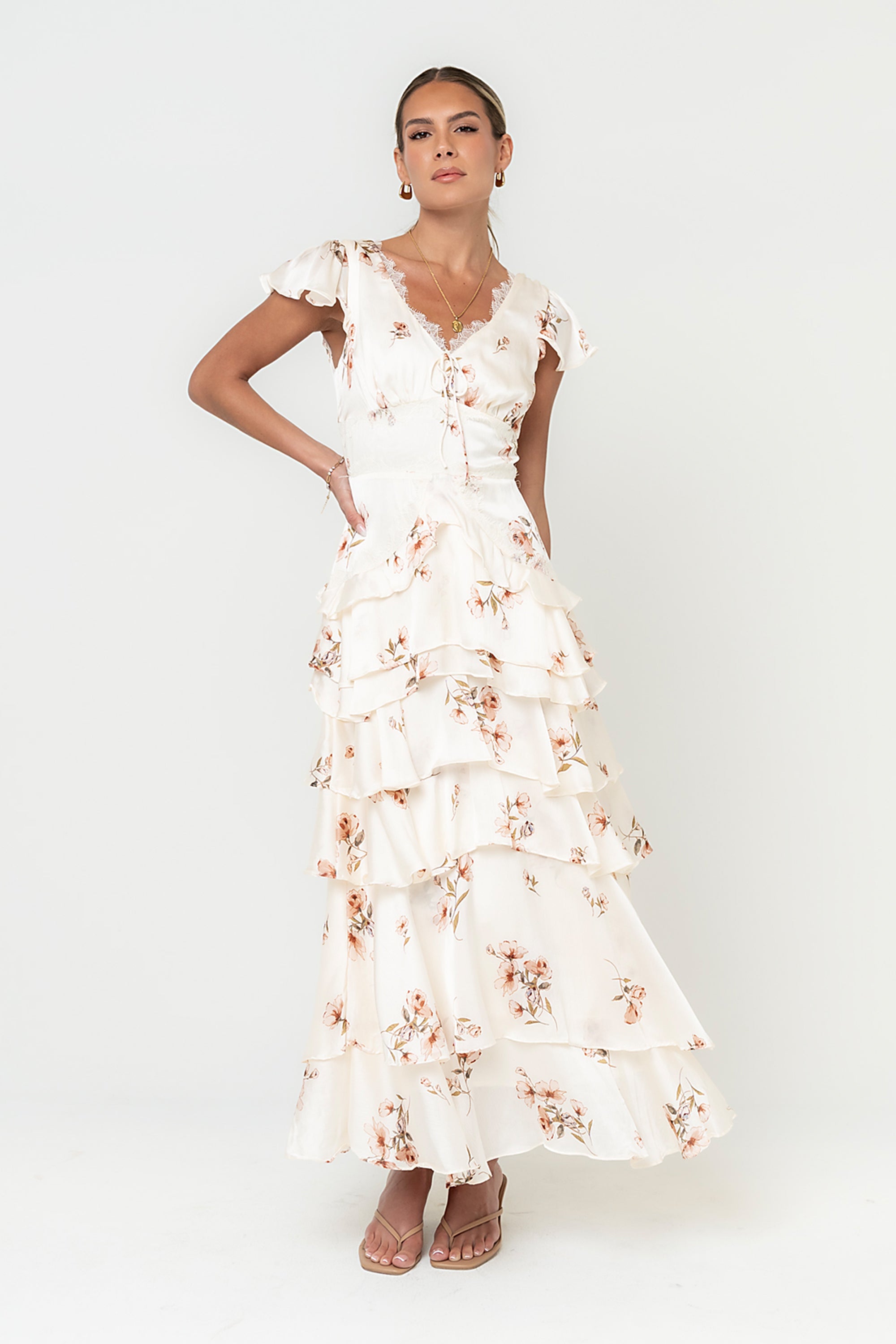 Gigi Ruffle Maxi Dress in Ivory
