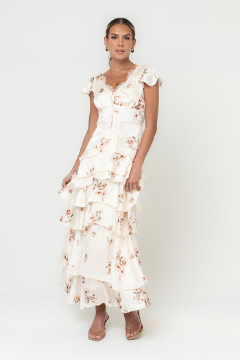 Gigi Ruffle Maxi Dress in Ivory