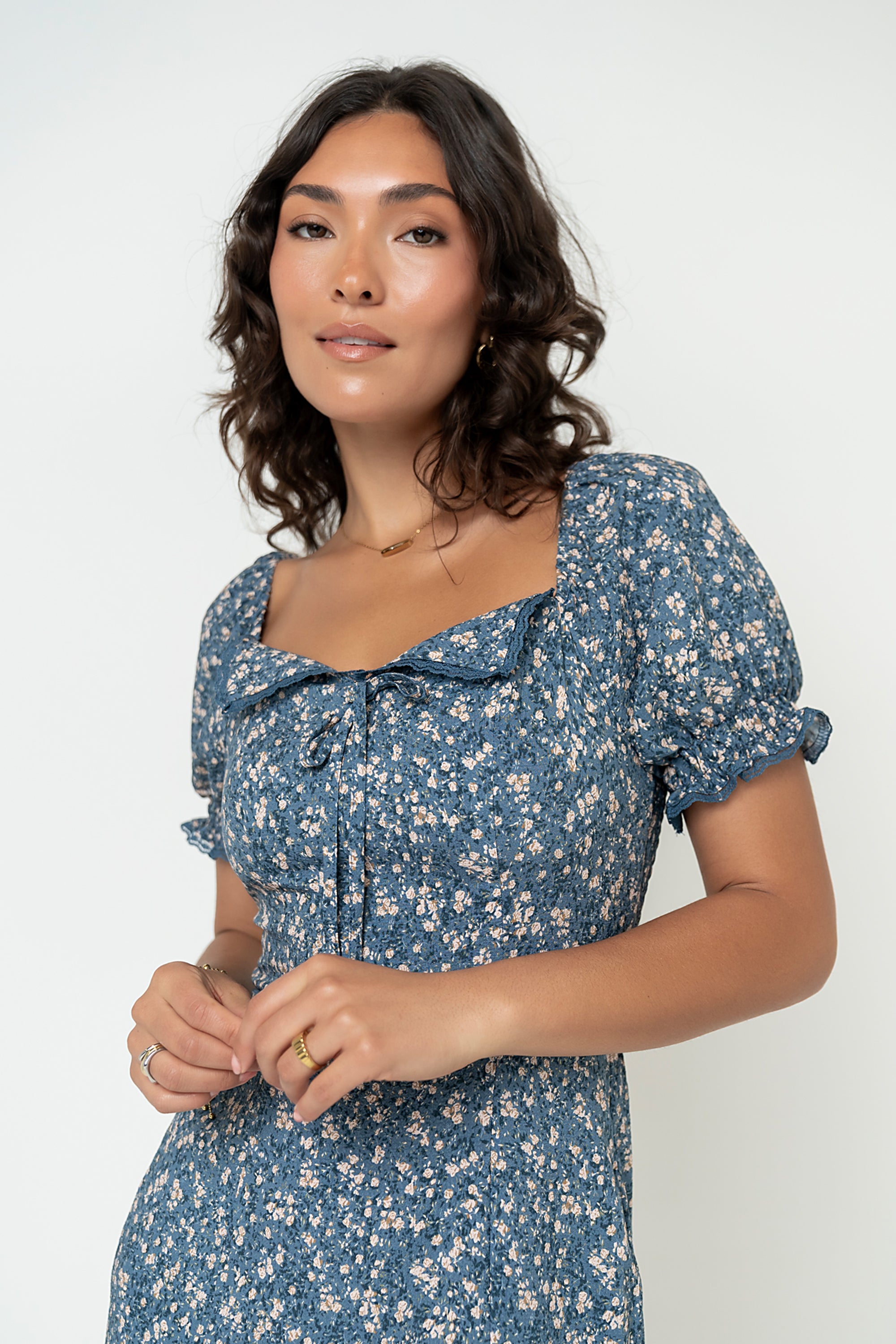 carters blue floral dress Girls Floral Print Long Sleeve Cotton Dress - Navy