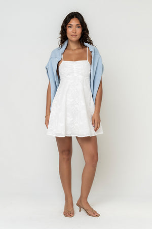 Oliver Collared Mini Dress in White