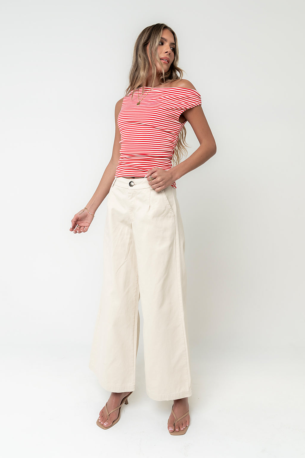 Jannah Wide Leg Pants in Ecru