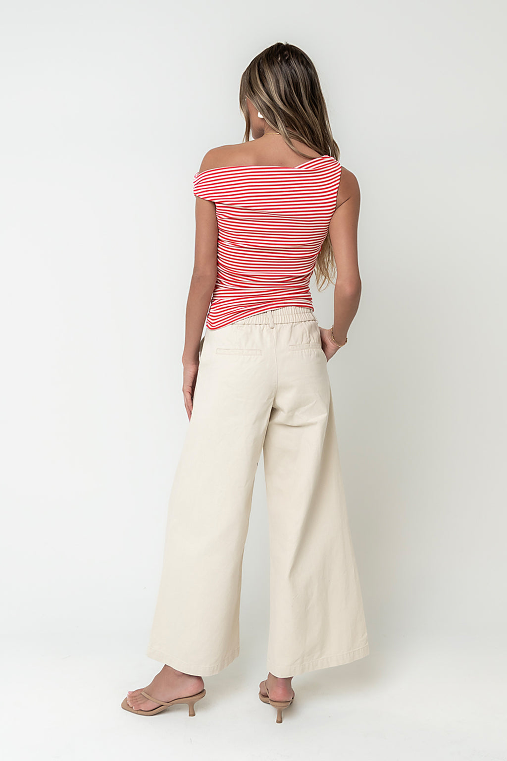 Michelle Boatneck Striped Top in Red