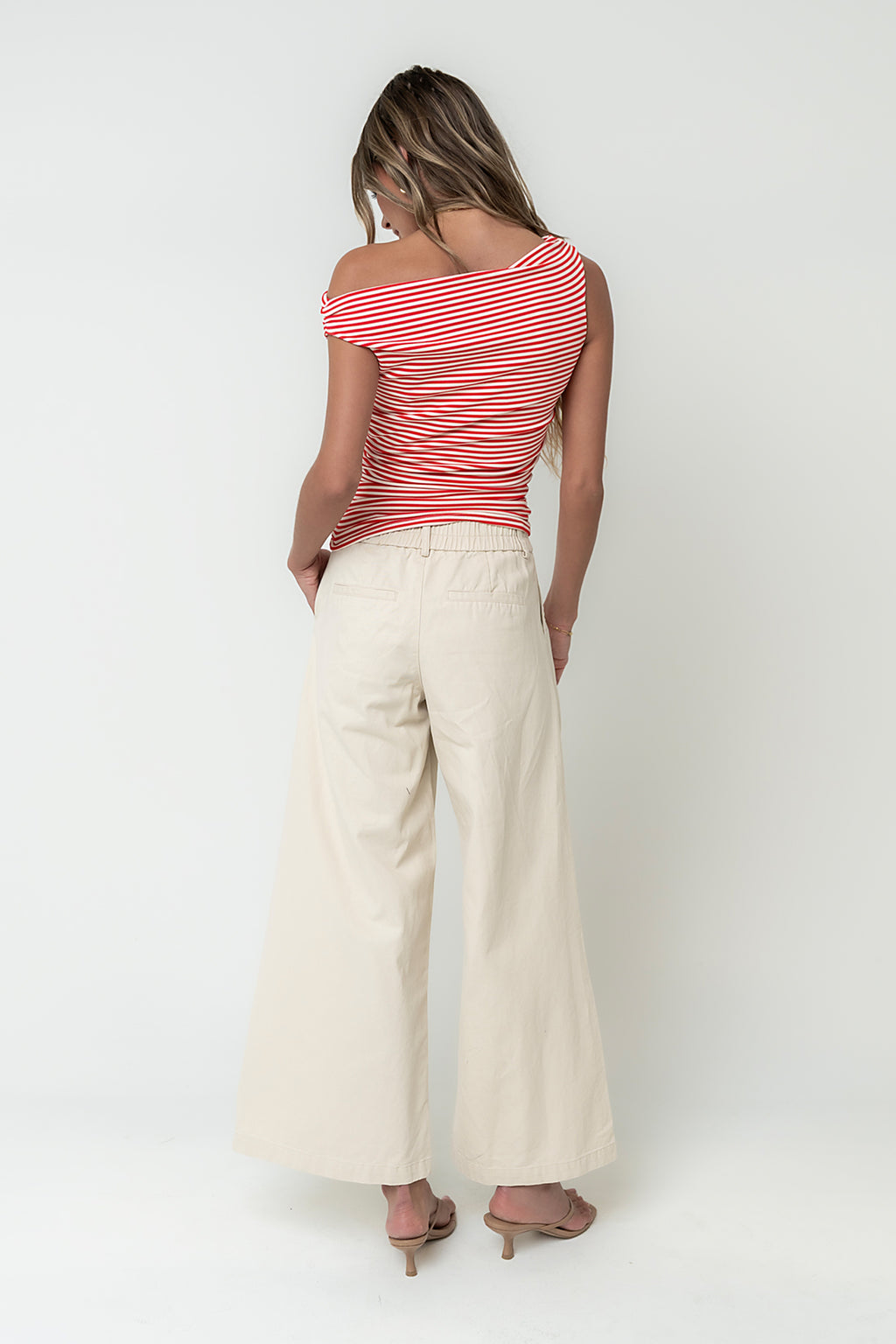 Michelle Boatneck Striped Top in Red