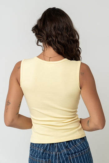 Lucas Button Up Tank Top in Yellow