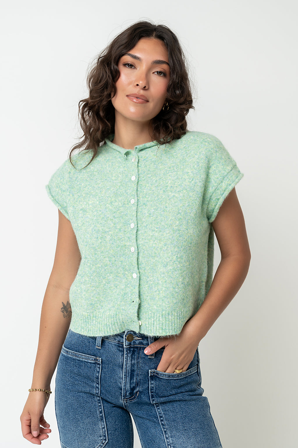 Percey Knit Cardigan in Seafoam