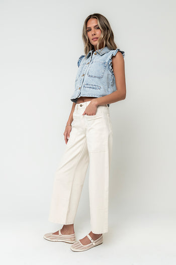Mylah Wide Leg Jeans in Ivory