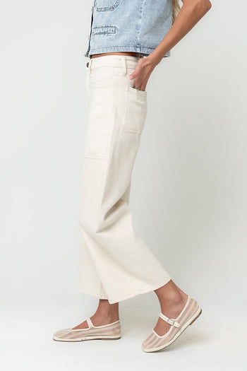 Mylah Wide Leg Jeans in Ivory