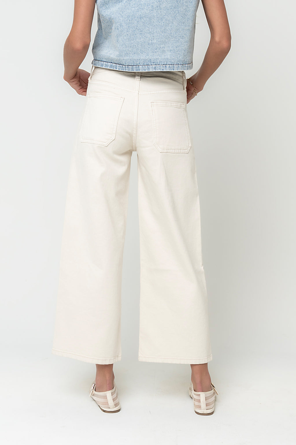 Mylah Wide Leg Jeans in Ivory