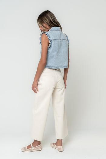 Jaycie Ruffle Denim Vest in Denim