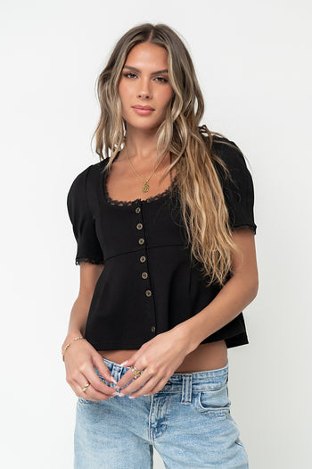 Leticia Peplum Top in Black