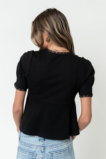 Leticia Peplum Top in Black