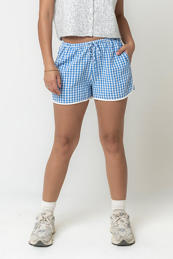 Maia Gingham Shorts in Blue