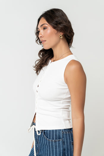 Lucas Button Up Tank Top in Ivory