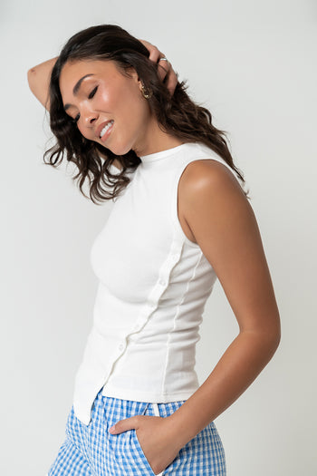 Nina Asymmetrical Tank in Ivory