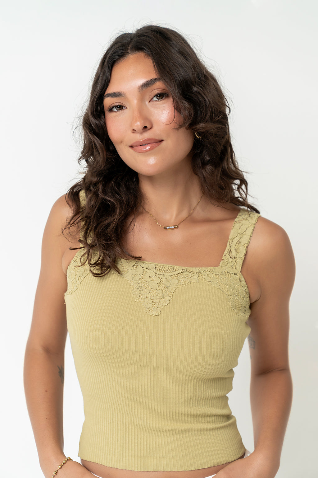 Saylor Ribbed Tank in Green