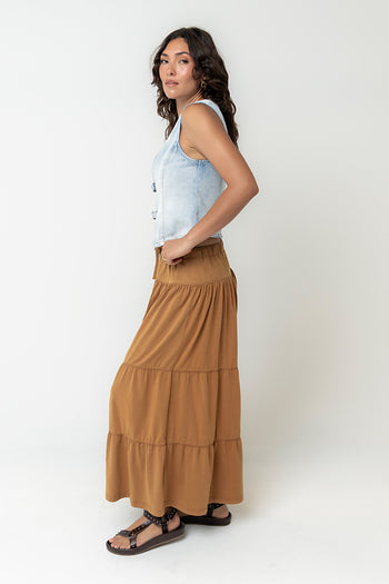 Asha Tiered Pants in Camel