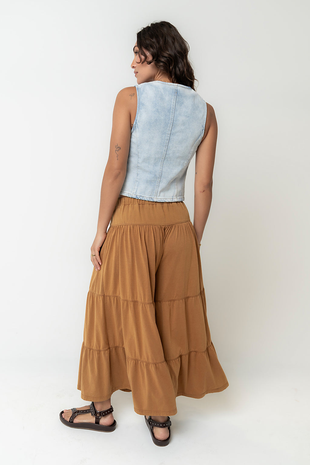 Asha Tiered Pants in Camel