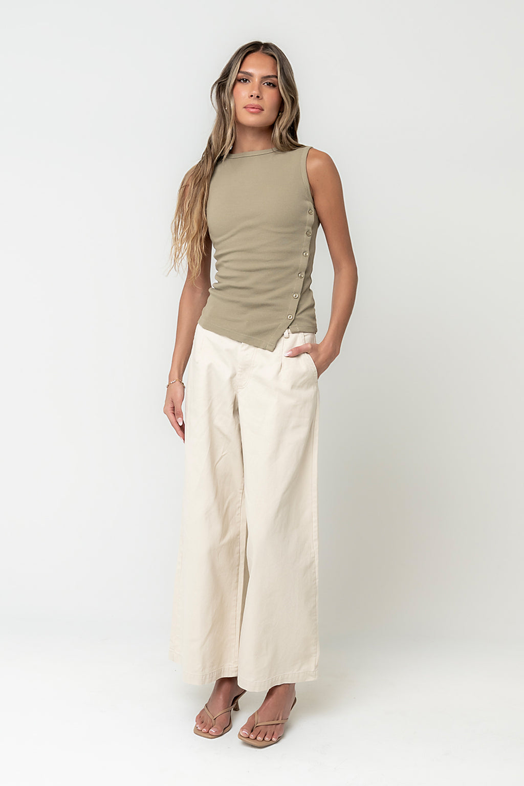 Nina Asymmetrical Tank in Olive