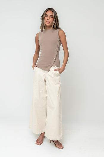 Nina Asymmetrical Tank in Taupe