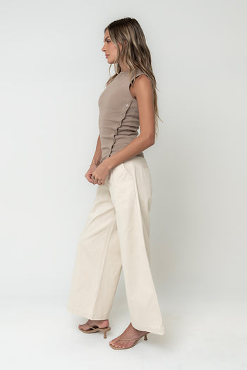 Nina Asymmetrical Tank in Taupe
