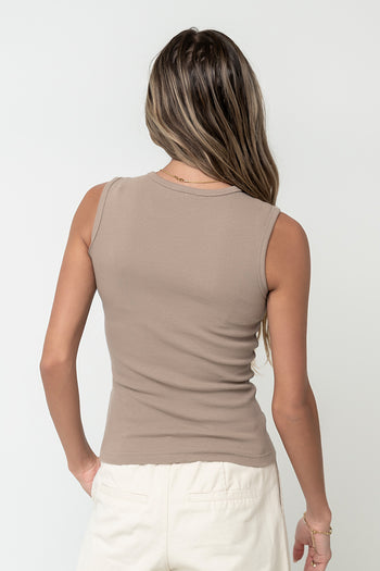 Nina Asymmetrical Tank in Taupe