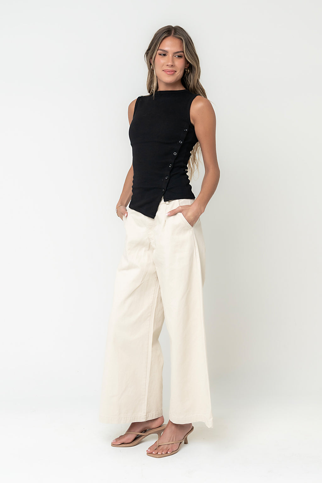 Nina Asymmetrical Tank in Black