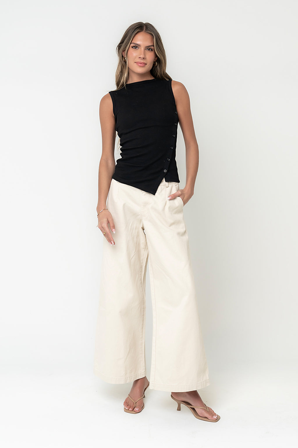 Nina Asymmetrical Tank in Black