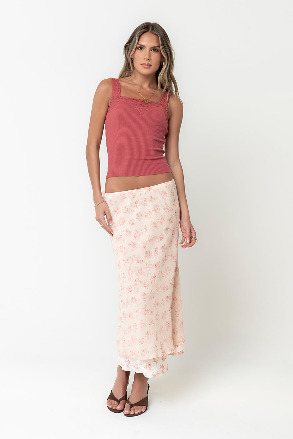 Saylor Ribbed Tank in Berry