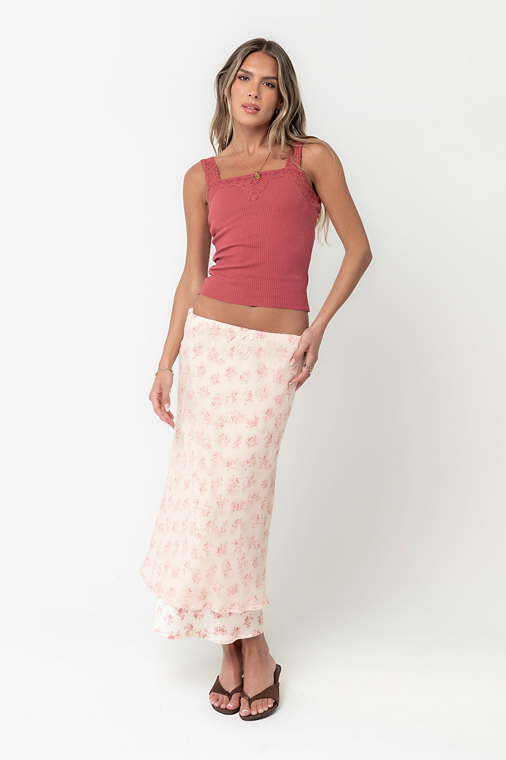 Saylor Ribbed Tank in Berry