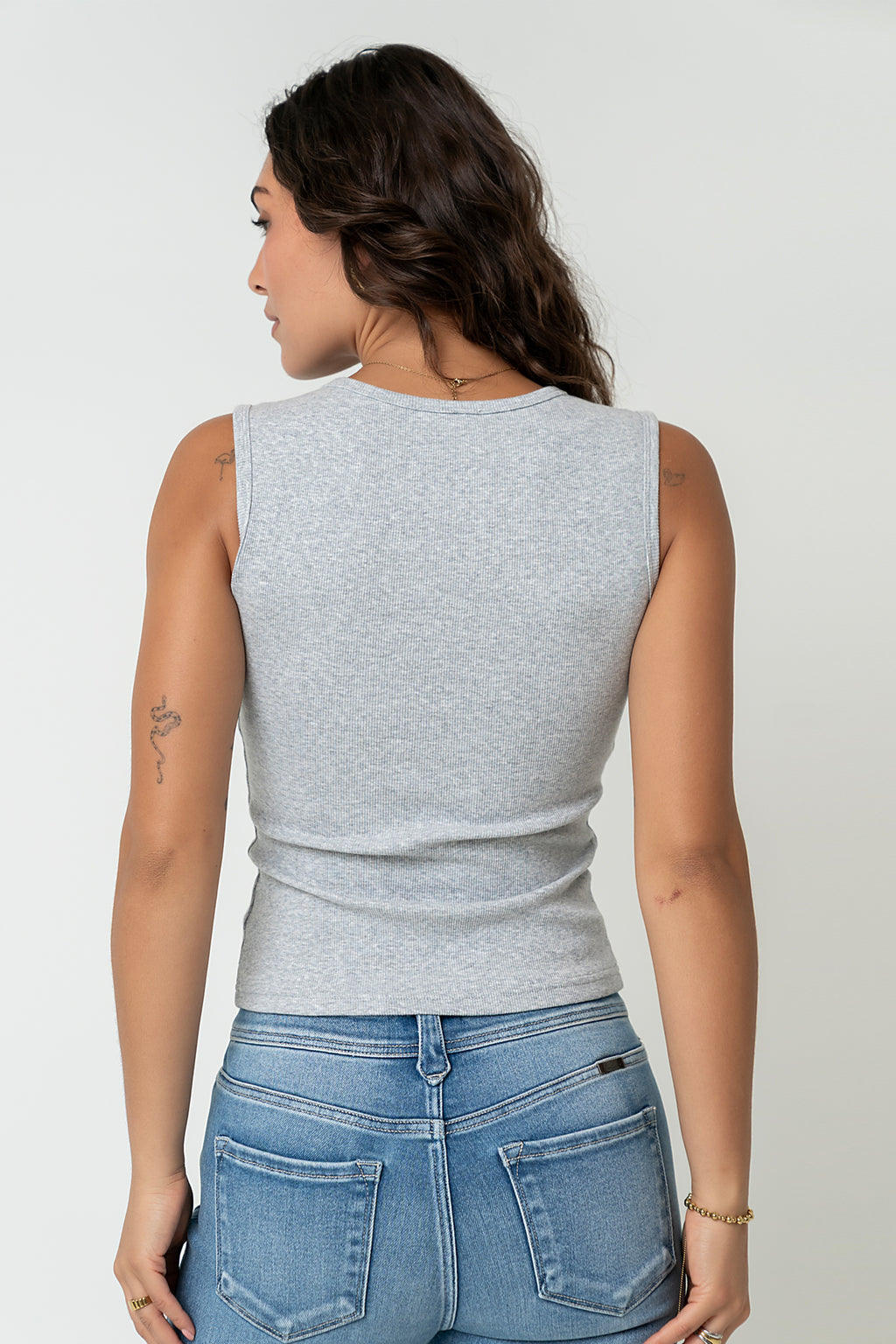 Lucas Button Up Tank Top in Grey