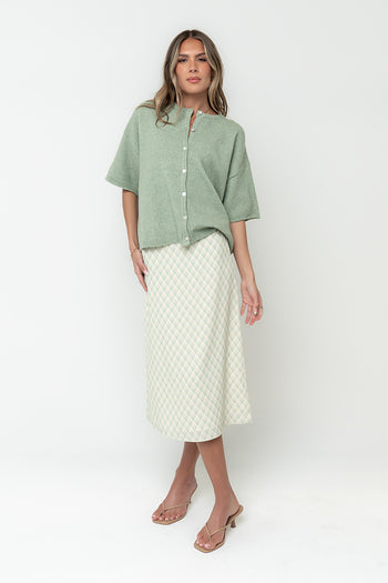 Brandie Plaid Midi Skirt in Green