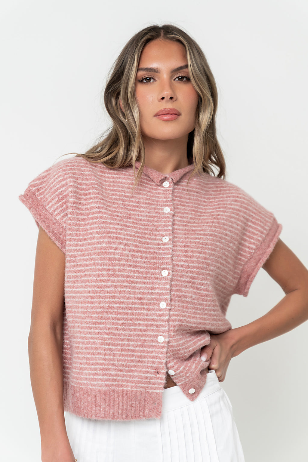 Percey Knit Cardigan in Pink