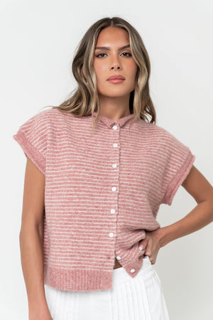 Percey Knit Cardigan in Pink