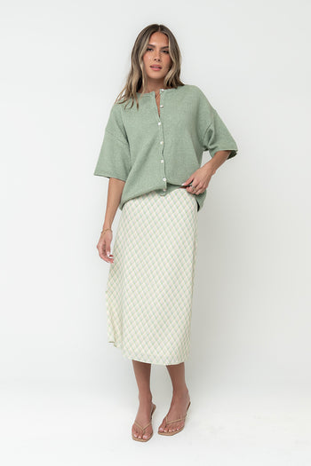 Brandie Plaid Midi Skirt in Green