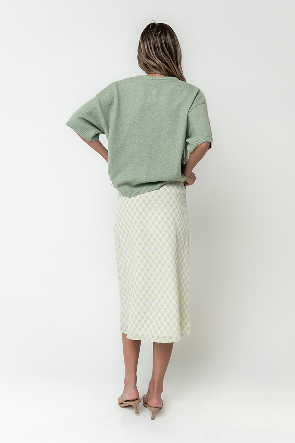 Brandie Plaid Midi Skirt in Green