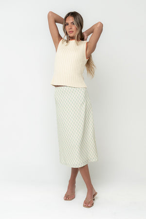 Brandie Plaid Midi Skirt in Green